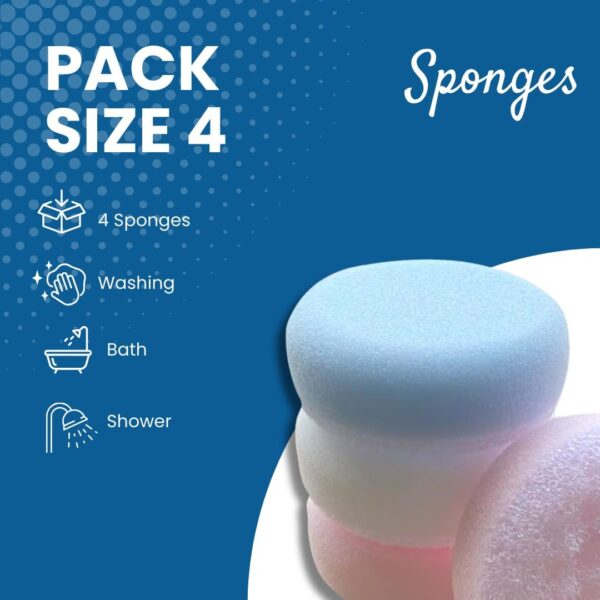 Exfoliating Bath Sponge 4 Pack - Double-Sided Body Shower Scrubber for Adults, Men, Women, Kids, and Children | Cleansing and Massage Refreshing Bathing Experience