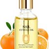 Nail Cuticle Oil 15ml with Organic Vitamin E & B, Cuticle Oil for Nails, Jojoba Nail Cuticle Oil,Nail Oil Soothe Moisturize with Dropper Design for Dry Rough Nail Care Repair (Orange)