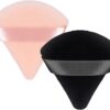 Patelai 2 Pcs Powder Puff Makeup Puff Triangle Soft Powder Sponge Reusable Triangle Sponges with Strap for Cosmetic Foundation Wet Dry Makeup(Black, Nude)