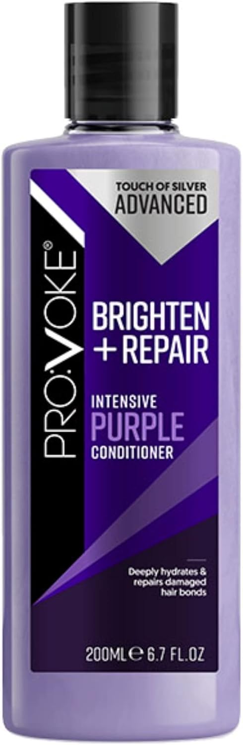 PROVOKE Touch of Silver Advanced Brighten and Repair Shampoo and Conditioner 200 ml Removes Brassy Yellow Tones Instantly Deep Repair Nourish and Restore Duo Pack