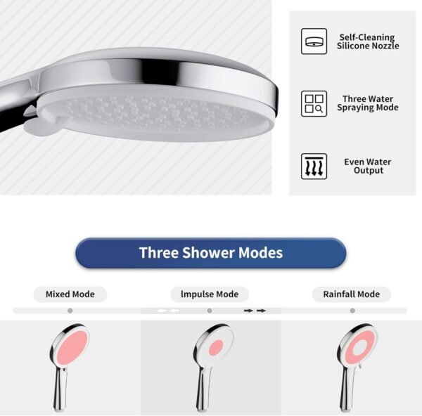 MORADO Thermostatic Bath Shower Mixer Tap Set,Bathtub Shower Mixer Tap with with Shower Riser Kit,(1x Hand Shower,1x Shower Rail 70cm, 1x Shower Hose 1.5m,1x Deck Mounted Bath Shower Tap),Chrome