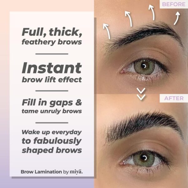 MIYA LASH | Brow Lamination Kit | Professional Eyebrow Lamination with Keratin | DIY Brow Lift Kit | Fuller, Thicker Brows for 6 weeks | Easy to Use | Includes Instruction, Treatment Tools & Brushes