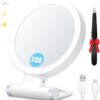 MIYADIVA Magnifying Mirror with Light, 20x Makeup Mirror with Light for Plucking Eyebrows