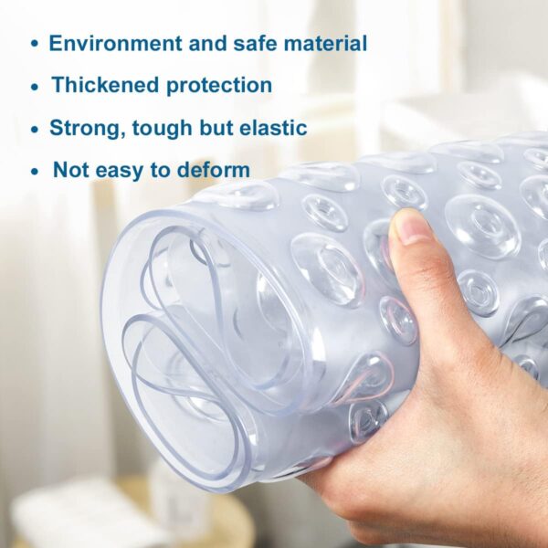 Non Slip Bath Mat Shower Mats Anti Mould for Bathroom and Bathtub with Large Suction Cup and Thickened Rubber Backing Long 70 * 40cm, Clear