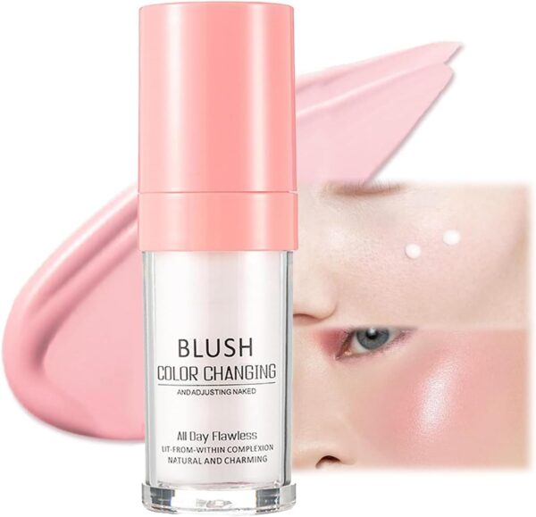 Colour Changing Blush 30mL,Temperature Changing Cream Pink Blusher for Mature Skin, Flawless Color Changing Blush All Day, Waterproof Long Lasting Smudge Proof Blushes For Cheeks Women Make