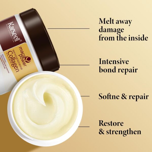 Karseell Collagen Hair Mask Maca Power Deep Repair Conditioning Argan Oil Collagen Hair Mask Essence for Dry Damaged Hair All Hair Types 16.90 oz 500ml
