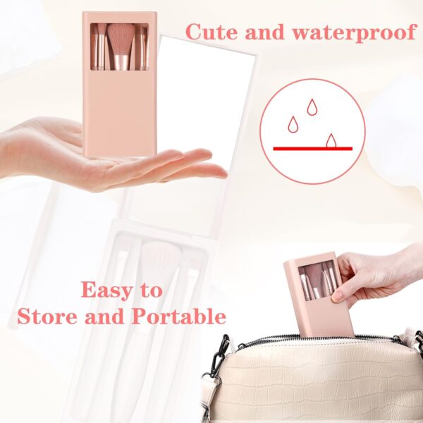 Travel Size Makeup Brushes, Soft Travel Makeup Brush Set Mini Make Up Brushes with Case & Mirror, Portable Makeup Brush Kit Eye Makeup Brushes Set, Complete Function Cosmetic Tools (Apricot)