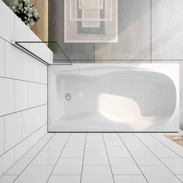 250x1400mm Fixed Bath Over Bath Square Glass Panel Shower Screen