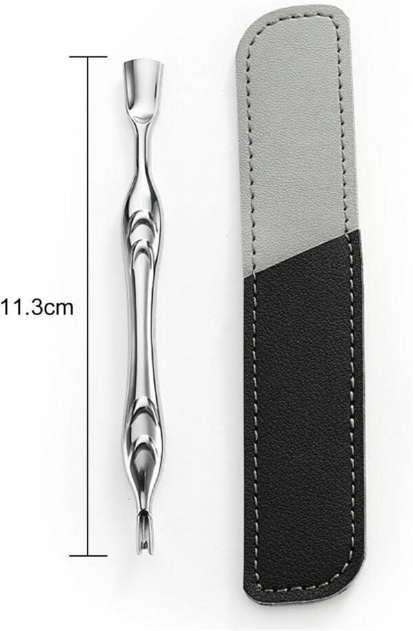 EUZUXU Cuticle Pusher Stainless Steel, 2-in-1 Cuticle Trimmer Nail Care Tool, Professional Cuticle Remover Kit, Manicure and Pedicure Tools