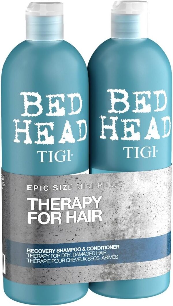 Bed Head by TIGI | Recovery Shampoo and Conditioner Set | Professional Moisturising Hair Repair Treatment | Ideal For Dry And Damaged Hair | 750 ml ( Pack of 2)