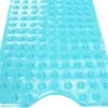 ANSIO® Long Bath Mat PVC Non-Slip Anti Mould Shower Mat with Drain Holes & Suction Cups Machine Washable Bathtub Mat 102 x 40cm / 40 x 16 inches - Teal