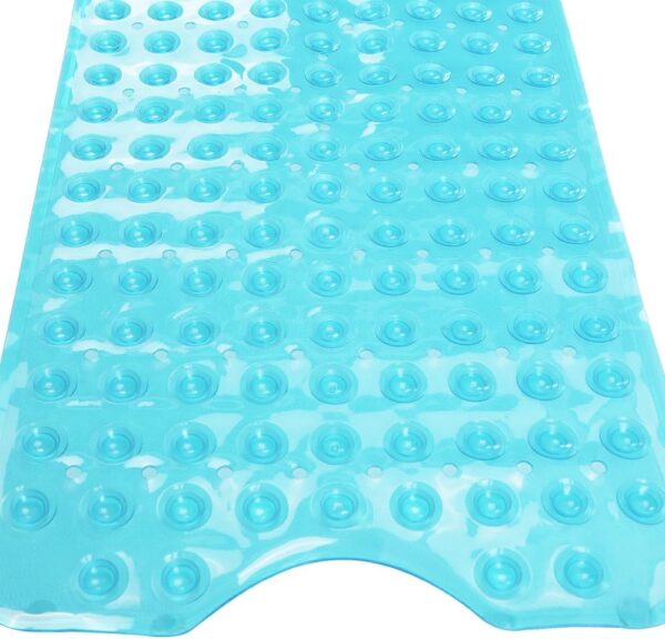 ANSIO® Long Bath Mat PVC Non-Slip Anti Mould Shower Mat with Drain Holes & Suction Cups Machine Washable Bathtub Mat 102 x 40cm / 40 x 16 inches - Teal