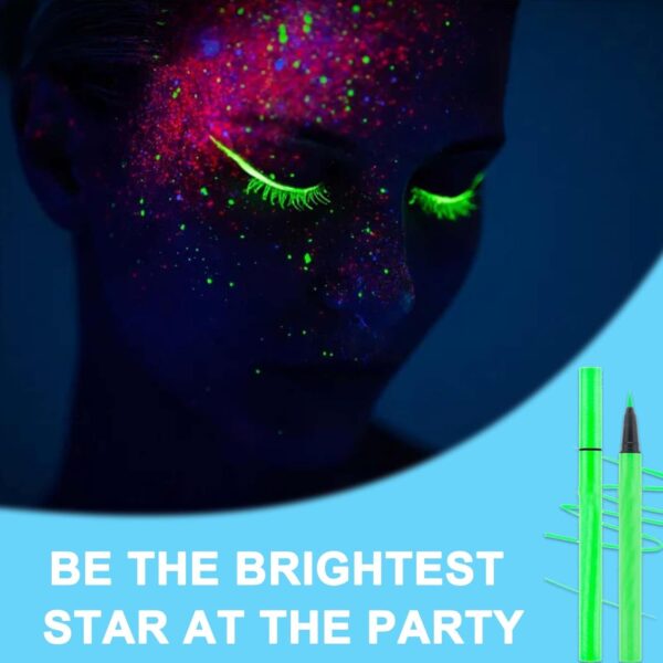 Matte Liquid Eyeliner, Matte Colored Eyeliner Pen, Green Eyeliner Long-Lasting, Waterproof Liquid Eye Liner, for Fluorescent Face, Body, Eye Makeup, Halloween (Green)