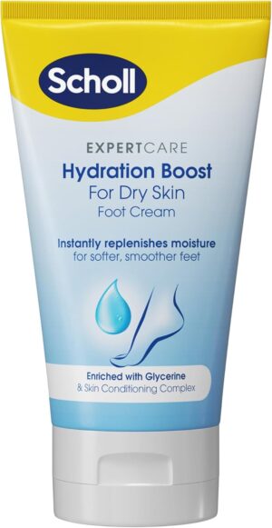 Scholl ExpertCare Hydration Boost Daily Moisturiser Cream for Feet 150ml, Fast Absorbing Foot Cream, Enriched with Glycerine and Skin Conditioning Complex for Softer Smoother Feet