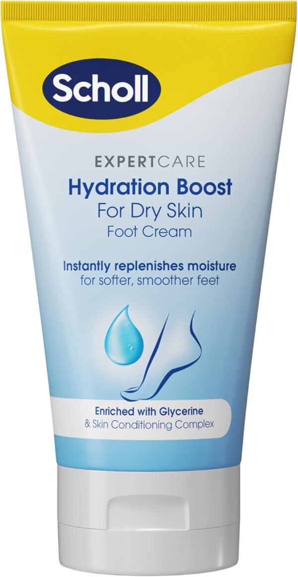 Scholl ExpertCare Hydration Boost Daily Moisturiser Cream for Feet 150ml, Fast Absorbing Foot Cream, Enriched with Glycerine and Skin Conditioning Complex for Softer Smoother Feet