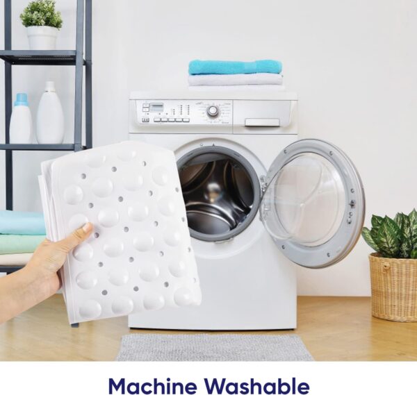 MOONLIGHT20015 Shower Bath Mat Non Slip Anti Mould & Mildew with Strong Suction Cups Grip and Drain Holes Soft Rubber Shower Mats - PVC Bathroom Mat Machine Washable (70x38cm, White)