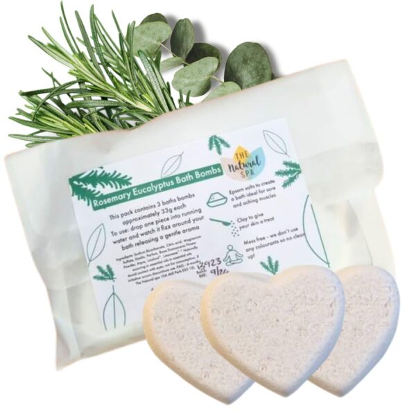Rosemary Eucalyptus Bath Bomb Kit, Aromatherapy Shower Bombs, Oil-Free Vegan Gifts for Women and Men, Handmade Mini Bath Bombs Spa Gift Set, No Colorants and SLS/SLSA, Pack of 3 - The Natural Spa