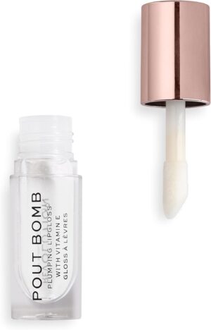 Revolution Beauty London Pout Bomb Plumping Gloss, High Shine, Rich Pigment, Soft Tingle Effect, Glaze Clear