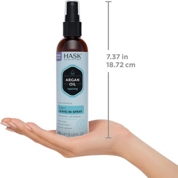 HASK Argan Oil 5-in-1 Leave In Conditioner Spray, repairing for all hair types, colour safe, gluten free, sulfate free, paraben free - 1 175ml Bottle