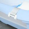 ZONEKIZ Foldable Baby Bath Tub Set, Collapsible Bathtub Antibacterial with Non-Slip Support, Cushion Pad, Shower Head Holder, for Newborn to Toddler Ages 0-6 Years - Blue