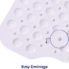MOONLIGHT20015 Shower Bath Mat Non Slip Anti Mould & Mildew with Strong Suction Cups Grip and Drain Holes Soft Rubber Shower Mats - PVC Bathroom Mat Machine Washable (70x38cm, White)