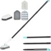 KOKSI Long Handle Cleaning Brush for Bathroom, Tiles, Bathtub, Toilet, Shower Extendable Scrubber with Bristles Microfiber and Sponge Heads | Deep Clean Household Cleaning Product