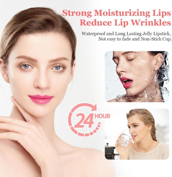 LOPHE Clear Flower Jelly Lipstick, 3Pcs Magic Temperature Color Change Lip Balm, Long Lasting Moisturizing Lip Gloss Set, Nutritious Crystal Lip Stick Makeup Set, Great Gift for Women and Girl