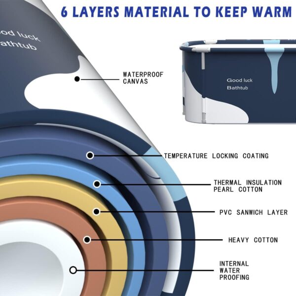 140cm Extra Large Portable Foldable Bathtub with Metal Frame for Adult, Family SPA Soaking Tub with Cover for Small Bathroom, Thicken Multiple Layer Bathtub with Lid (Milk Style with Metal Frame)