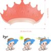 RosewineC Baby Shower Cap Shield for Eye and Ear Protection, Adjustable Hair Washing Bath Hat Shower Cap for Kids from 6 Months to 9 Years Old, Crown Shape (Pink)