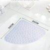 ADOV Corner Shower Mat, 54x54cm Curved Non Slip Anti-Mould Bath Mat, Quadrant Rubber Mat for Inside Shower Bathroom Floor, Machine Washable Sector Shower Mats with Strong Quick Dry Suction Cups- Clear