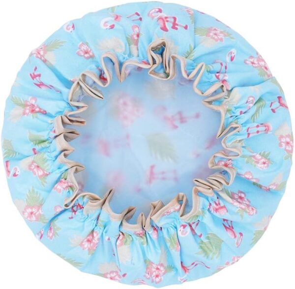 2 Pcs Bath Caps Elastic Band Double Layers Waterproof Shower Caps With Ruffled Edge Covering Ears Keeping Hair Dry Kitchen Oil-proof Cap for Girls and Women