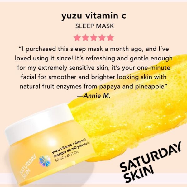 Saturday Skin Yuzu Vitamin C Sleep Overnight Face Mask Skin Care Retinol Niacinamide Face Moisturizer Brightening Sleeping Mask, Korean Skin Care, Vegan Smooth Skin and Reduce Wrinkles