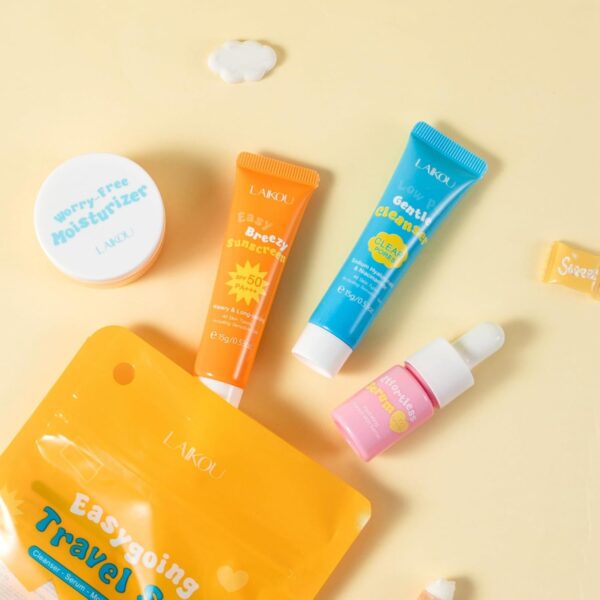 Korean Skincare Set , Kids Skincare for Kids, Skincare Gift Set for Women Travel Use - Face Cleanser, Serum, Moisturizer and Face Sunscreen Spf 50