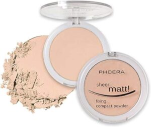 AQUAPURITY - PHOERA Sheer Matte Fixing Powder Makeup Base Fixer Setting Powder Foundation Fixing Compact Pressed Powder Long Lasting Make Up Fixer Skin Vitamin E Beauty Blender (202 Natural Beige…)