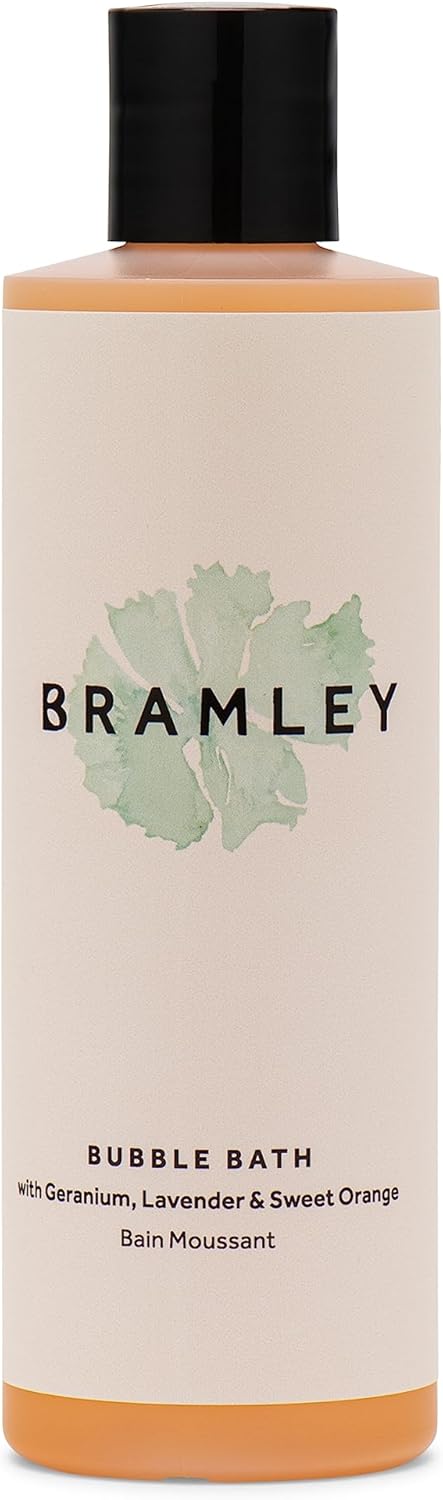BRAMLEY Bubble Bath, 250ml | Geranium, Lavender & Sweet Orange Essential Oils | Natural Bath Soak | Gently Cleanse & Soften | Vegan Bubble Bath