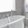 Hapilife Bath Mixer Taps Waterfall with Handheld Shower Head Bathroom Bathtub Tap with Shower Attachment Deck Mount Chrome Brass Tub Taps Monobloc Dual Lever