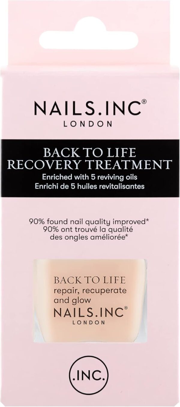 Nails.INC Back to Life Recovery Treatment, 2 in 1 Nail Treatment and Base Coat, Enriched with Oils to Renew and Repair Damaged Nails, Cruelty Free, Vegan