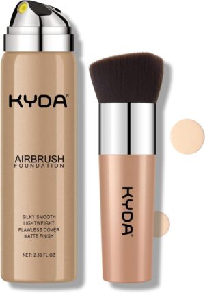 KYDA AirBrush Foundation Spray, Silky Foundation Makeup, High Coverage Smooth Creamy Finish, Lasting Lightweight Breathable, Moisturizing Makeup Primer (#118)