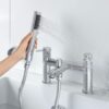 Architeckt® Malmo Bathroom Bath Shower Mixer Tap Handset Hose Attachment Round Twin Lever Handle for Bathtub Modern, Chrome