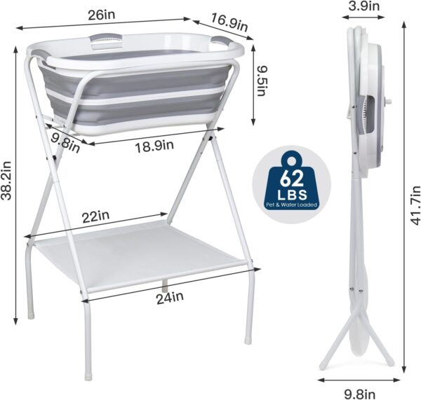 beberoad Pet Dog Booster Bath Elevated Dog Bathing Tub Washing Station for Grooming, Collapsible Foldable Portable Shower Bathtub for Small Dogs Cats Pet, Indoor and Outdoor