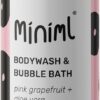 Miniml All Natural Body Wash and Bubble Bath - 500ml Moisturising Pink Grapefruit and Aloe Vera Sensitive Skin Eco Shower Gel Bath Soak - Vegan Friendly High Foam