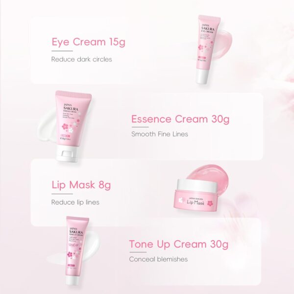 LAIKOU Sakura Skincare Set for Teen Girls, Complete 34PCS Face Care Kit, Christmas Pamper Gift Set for Women & Teenage Girls, Hydrating & Nourishing Travel-Friendly Daily Facial Skincare Routine