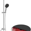 Hibbent Self-Cleaing Rainfall Shower Kit with 304 Stainless Steel Shower Rail,Height Adjustable Overhead Shower Kit Without Mixer, Shower Riser Rail Kit with Brass Diverter,Chrome