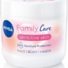 NIVEA Almond, Family Care Sensitive Moisturising Cream, Body Cream for Dry Skin, Sensitive Skin Moisturiser with Natural Almond Oil, Suitable for the Whole Family, 450 ml (Pack of 1)