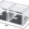 LaRoc Clear Acrylic Makeup Organiser - Two Side-by-Side Drawers Ideal for Lipstick, Gloss, Makeup Brushes - Drawer Organiser for Skincare Products, Cosmetics, Perfume, Stationary