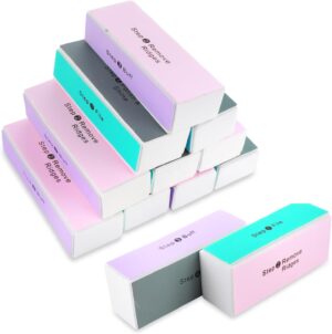 12Pcs Nail Buffer Block, 4-Way Sponge Buffer Block Professional Manicure Tools Kit for Shine Polisher Nail Buffing Rectangular Art Care Buffer Block Tools for Smooth Glossy Nails