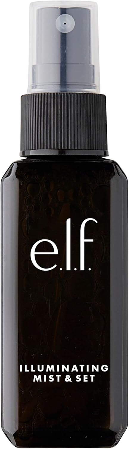 e.l.f. Illuminating Mist & Set Spray, Refreshing, hydrating, Sets Makeup and Achieves a Glowy Look, 60ml, Infused with green tea, and vitamins A, B and C