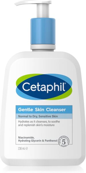 Cetaphil Gentle Skin Cleanser, 473ml, Face & Body Wash, For Normal To Dry Sensitive Skin, With Niacinamide & Glycerin, Soap Free