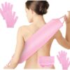 Exfoliating Shower Bath Glove Back Scrubber Set, Spa Experience Dead Skin Cell Remover, Vacuum Packed (Pink)