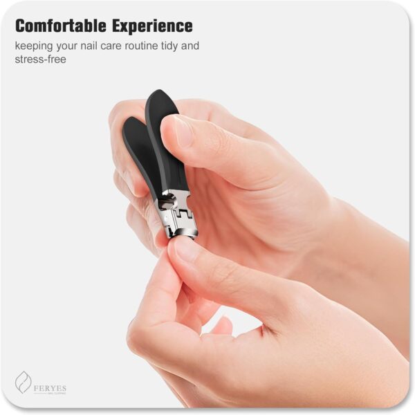 61QmzzaNJpL._AC_SL1500_.jpg FERYES Nail Clippers for Thick Nails with Catcher, Soft Grip Rubber Handle Fingernail Clippers for Effortless Nail Care, Precision & Powerful Thick Nail Cutter for Senior, Men and Women